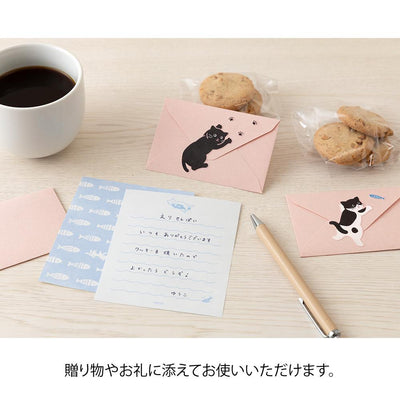 Midori mini letter set with sticker -cat-