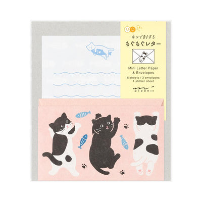 Midori mini letter set with sticker -cat-