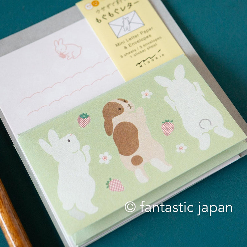 Midori mini letter set with sticker -rabbit-