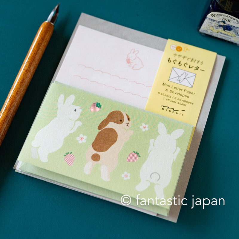 Midori mini letter set with sticker -rabbit-