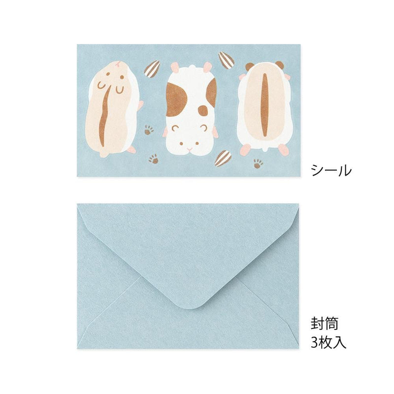 Midori mini letter set with sticker -hamster-