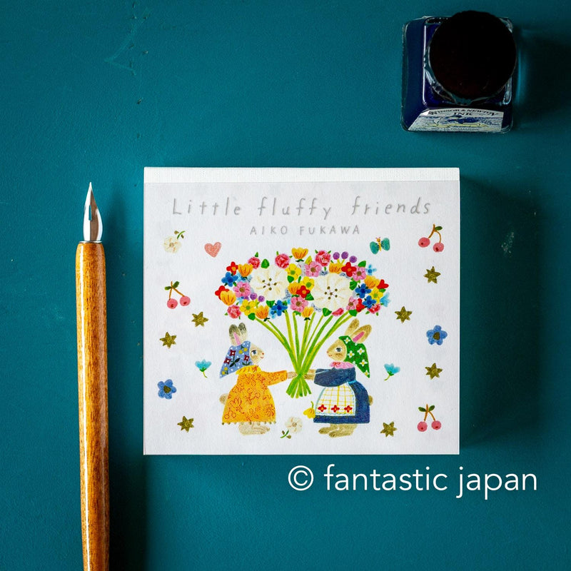 Block memo pad -Little fluffy friends- by AIKO FUKAWA / cozyca products