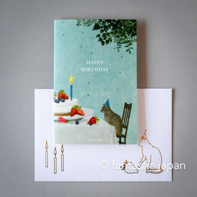 Birthday card -Cat and Birthday cake- by Akira Kusaka / cozyca pruducts