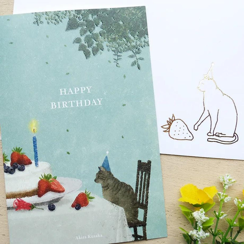 Birthday card -Cat and Birthday cake- by Akira Kusaka / cozyca pruducts