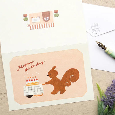 Birthday card -Squirrel's Cake Shop- by MARIKO FUKUOKA /  cozyca pruducts