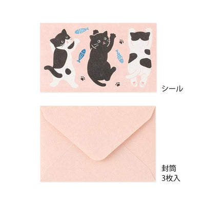 Midori mini letter set with sticker -cat-