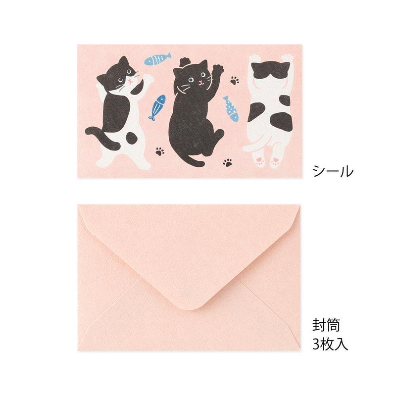 Midori mini letter set with sticker -cat-