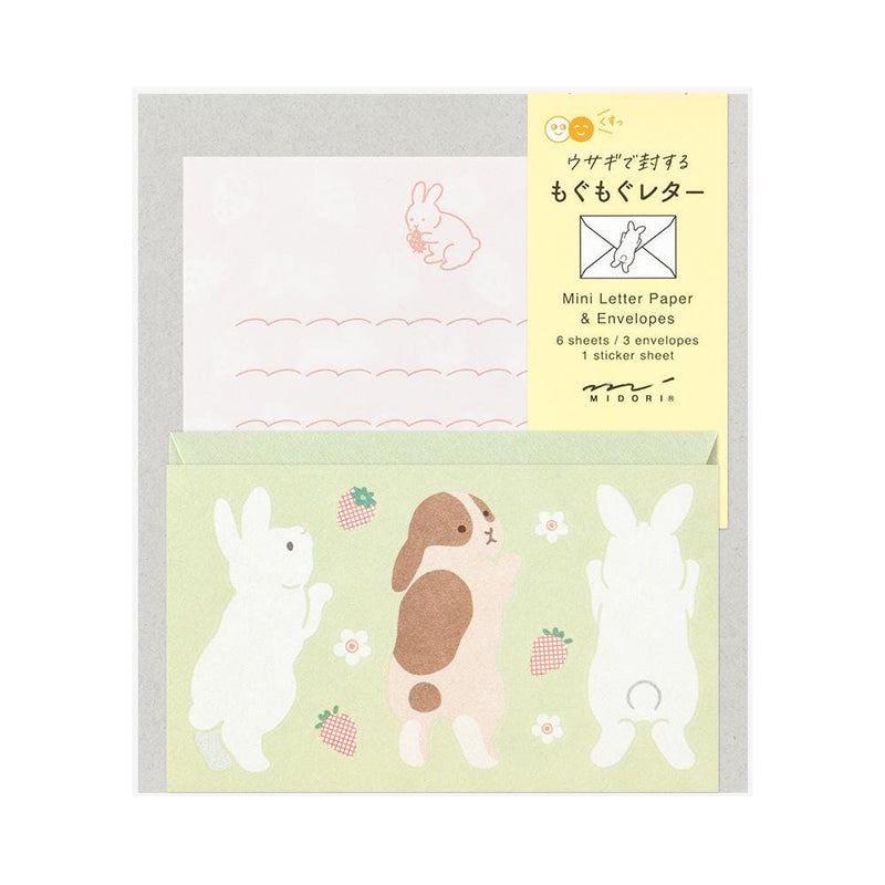 Midori mini letter set with sticker -rabbit-
