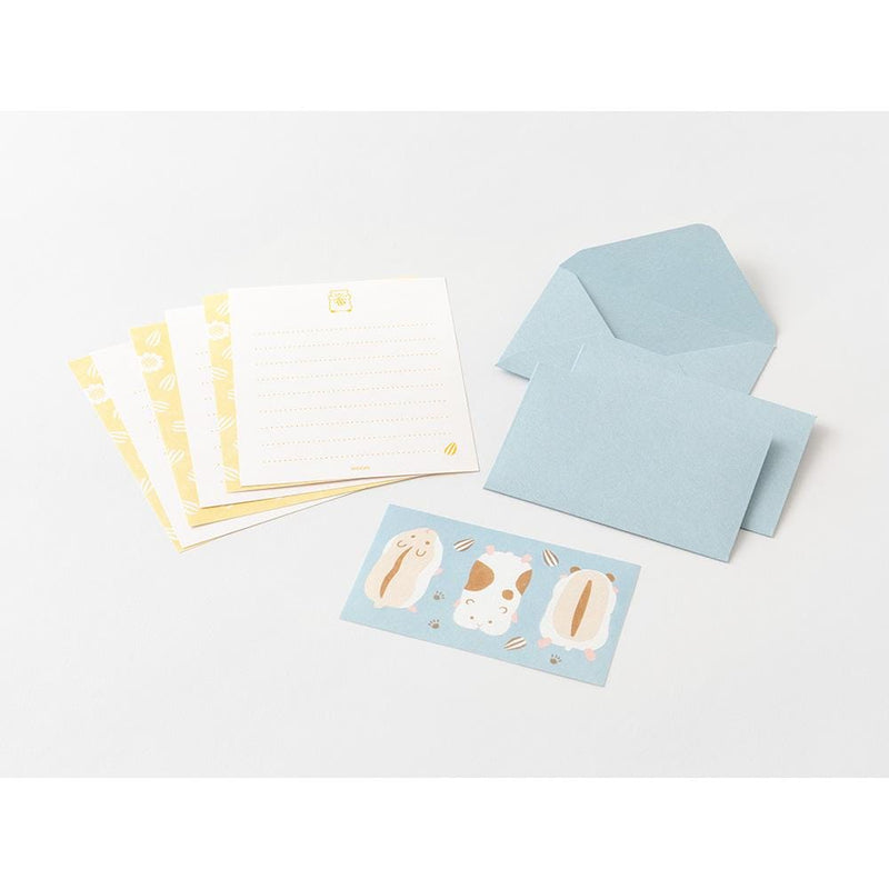 Midori mini letter set with sticker -hamster-