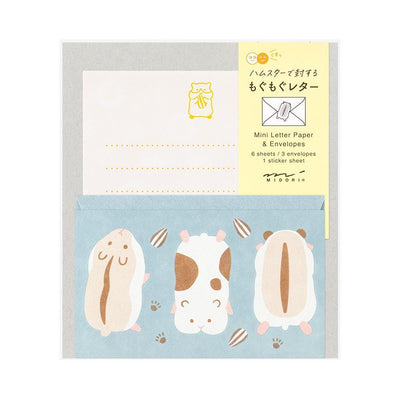 Midori mini letter set with sticker -hamster-