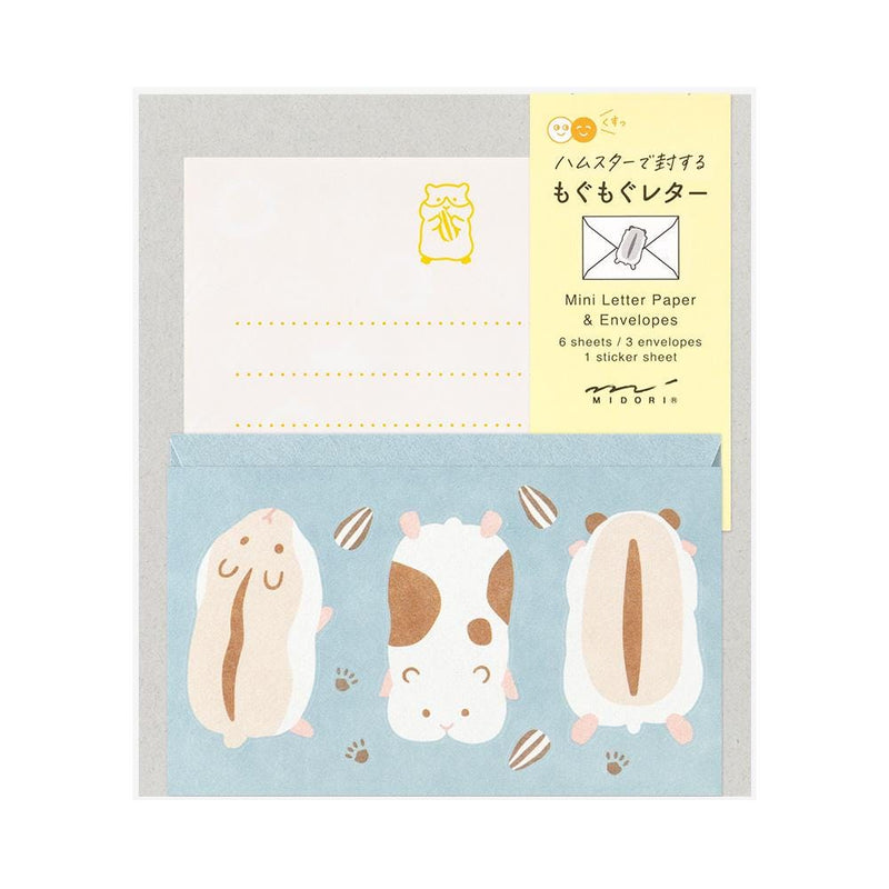 Midori mini letter set with sticker -hamster-