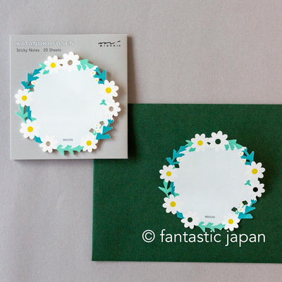 Die-cut Sticky Notes -white wreath-