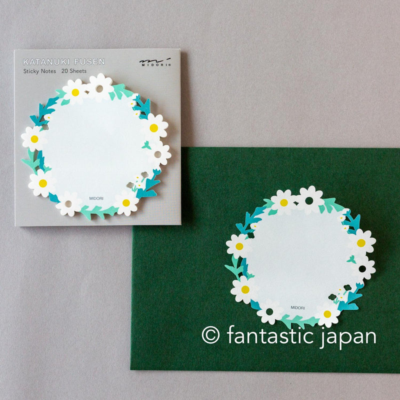 Die-cut Sticky Notes -white wreath-