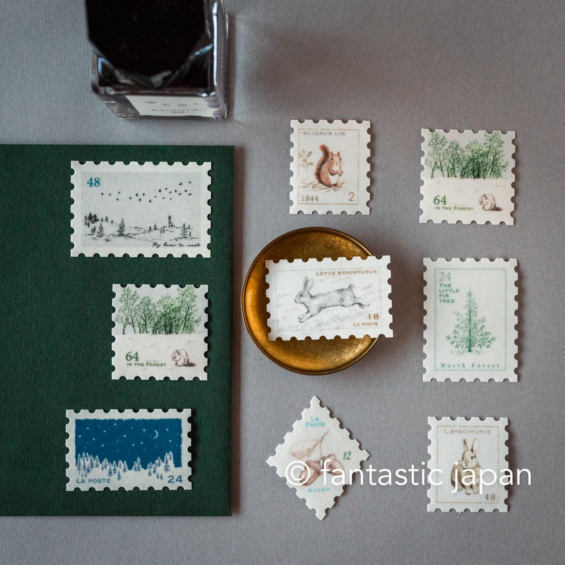 Hütte paper works / stamp-themed flake stickers -Autumn forest-