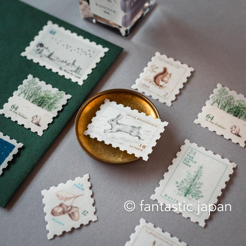 Hütte paper works / stamp-themed flake stickers -Autumn forest-