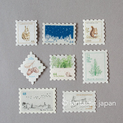 Hütte paper works / stamp-themed flake stickers -Autumn forest-