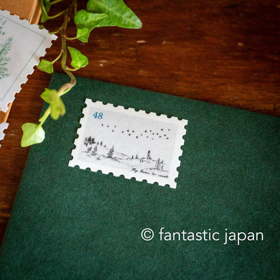 Hütte paper works / stamp-themed flake stickers -Autumn forest-