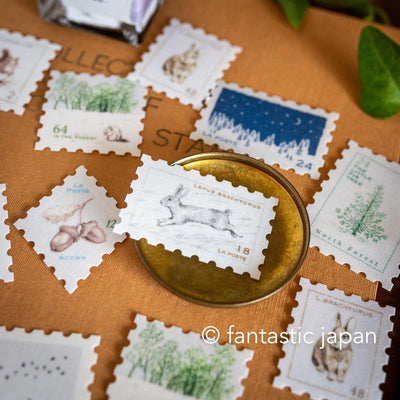 Hütte paper works / stamp-themed flake stickers -Autumn forest-
