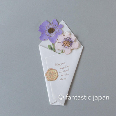flower market greeting card -anemone, eustorma, gerbera-
