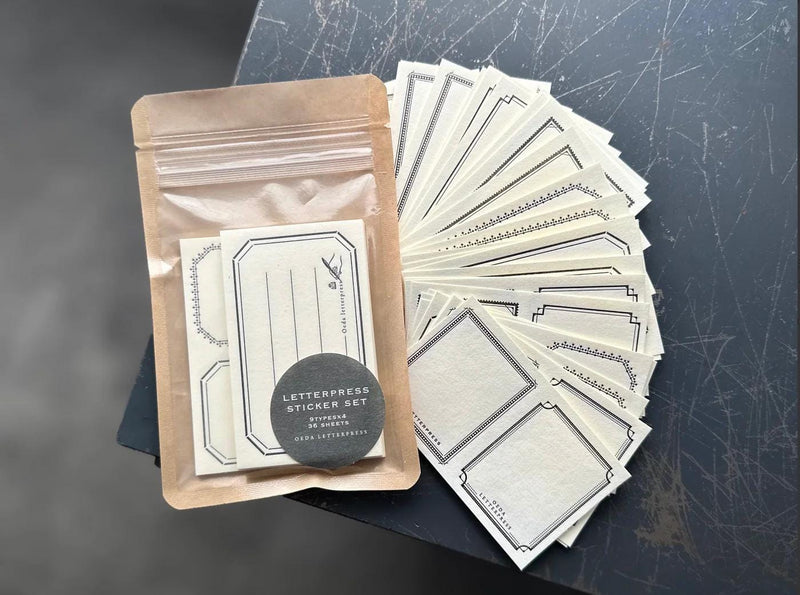 LETTERPRESS label sticker set -Black-/ Oeda Letter Press