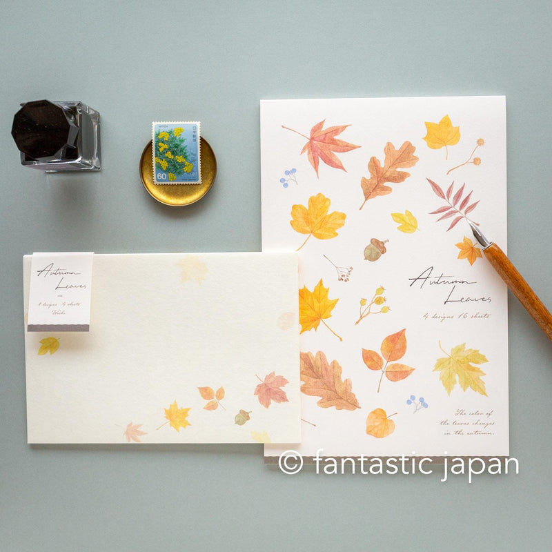 Japanese Washi Writing Letter Pad and Envelopes -Autumn leaves-