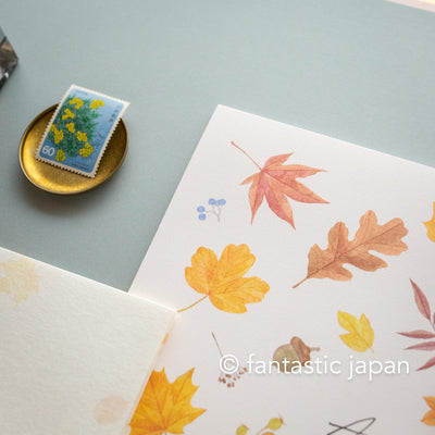 Japanese Washi Writing Letter Pad and Envelopes -Autumn leaves-