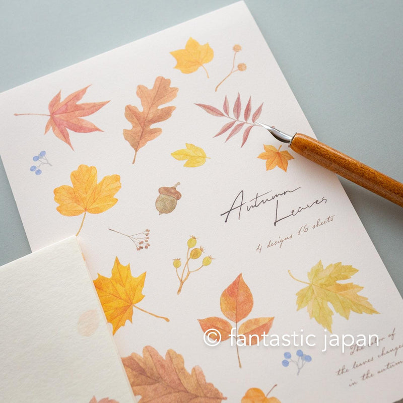 Japanese Washi Writing Letter Pad and Envelopes -Autumn leaves-