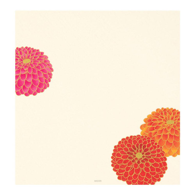 Japanese Iyo washi letter pad and envelops -pompon chrysanthemum-