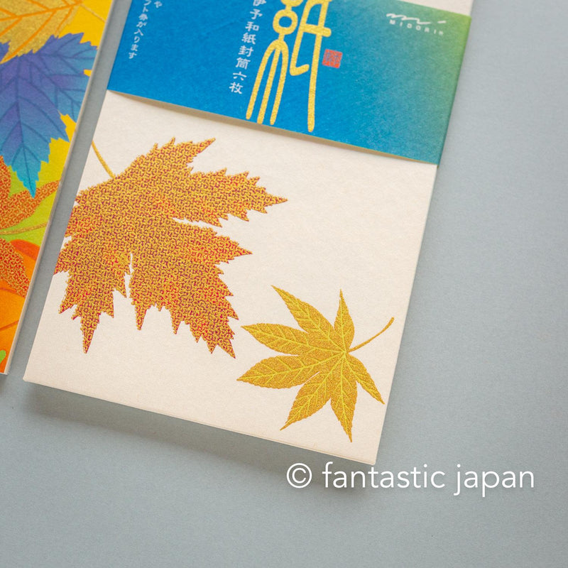 Japanese Iyo washi letter pad and envelops -Fallen Leaves-