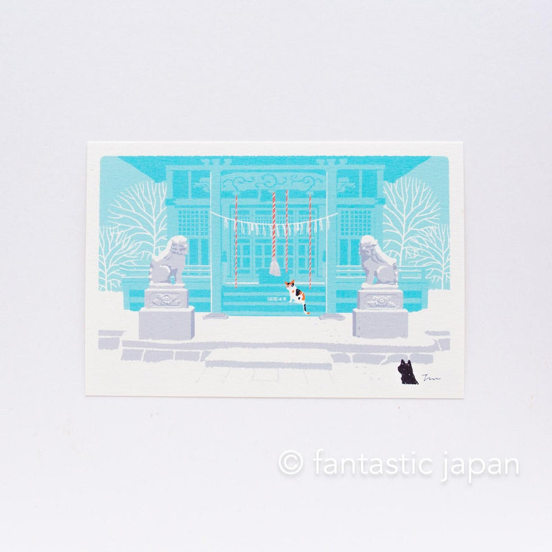 tabi-neko post card -A Winter Day at the Shrine-