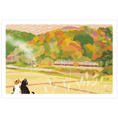 tabi-neko post card -Patchwork of Autumn Colors-