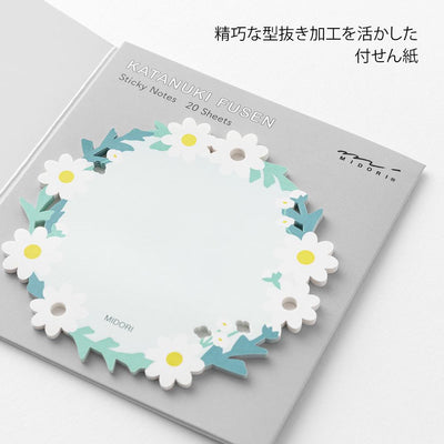 Die-cut Sticky Notes -white wreath-