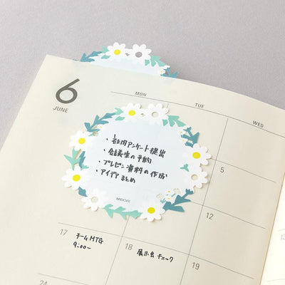 Die-cut Sticky Notes -white wreath-