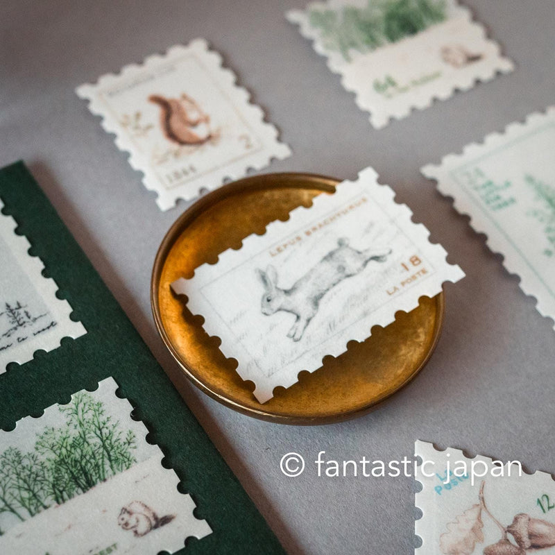 Hütte paper works / stamp-themed flake stickers -Autumn forest-