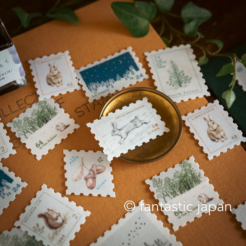 Hütte paper works / stamp-themed flake stickers -Autumn forest-
