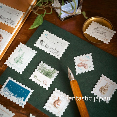 Hütte paper works / stamp-themed flake stickers -Autumn forest-