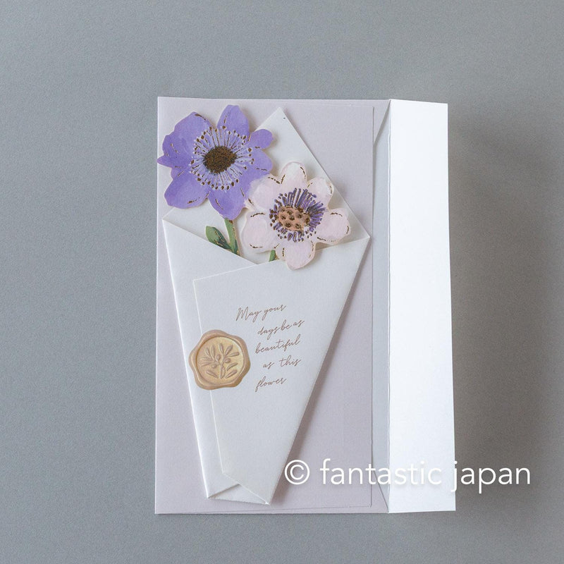 flower market greeting card -anemone, eustorma, gerbera-