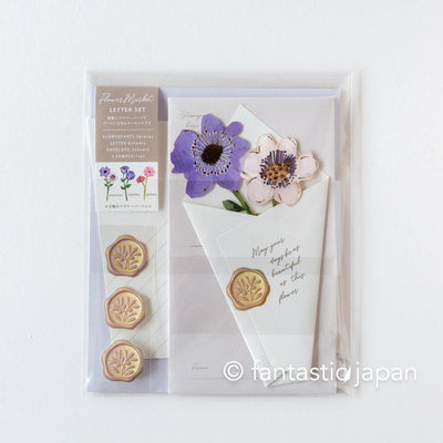 flower market greeting card -anemone, eustorma, gerbera-
