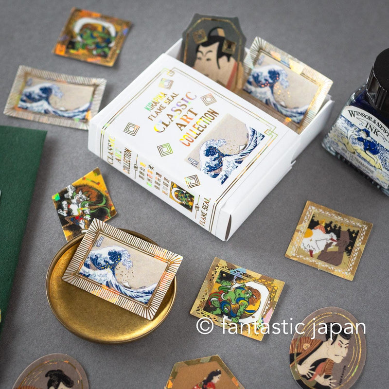 Flake stickers in a match box / classic art collection/ hokusai, sharaku