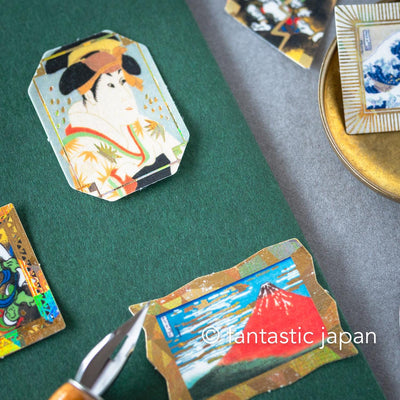 Flake stickers in a match box / classic art collection/ hokusai, sharaku