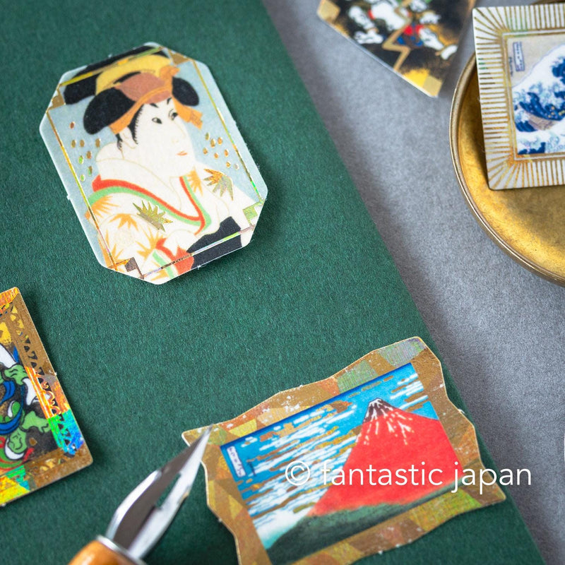 Flake stickers in a match box / classic art collection/ hokusai, sharaku