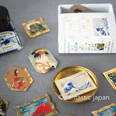 Flake stickers in a match box / classic art collection/ hokusai, sharaku