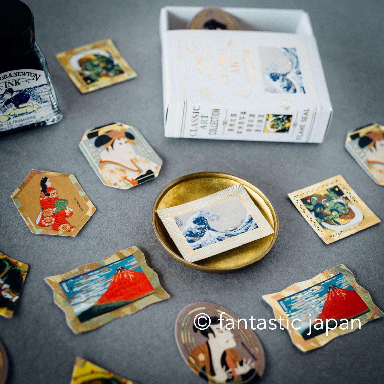Flake stickers in a match box / classic art collection/ hokusai, shara ...
