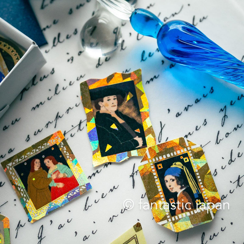 Flake stickers in a match box / classic art collection/ Rembrandt, Vermeer