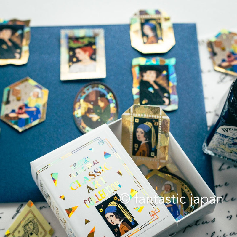 Flake stickers in a match box / classic art collection/ Rembrandt, Vermeer