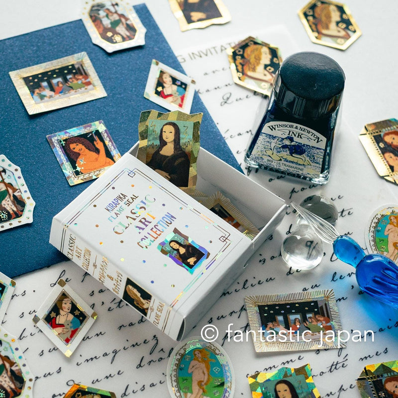 Flake stickers in a match box / classic art collection/ Leonardo da Vinci , Botticelli