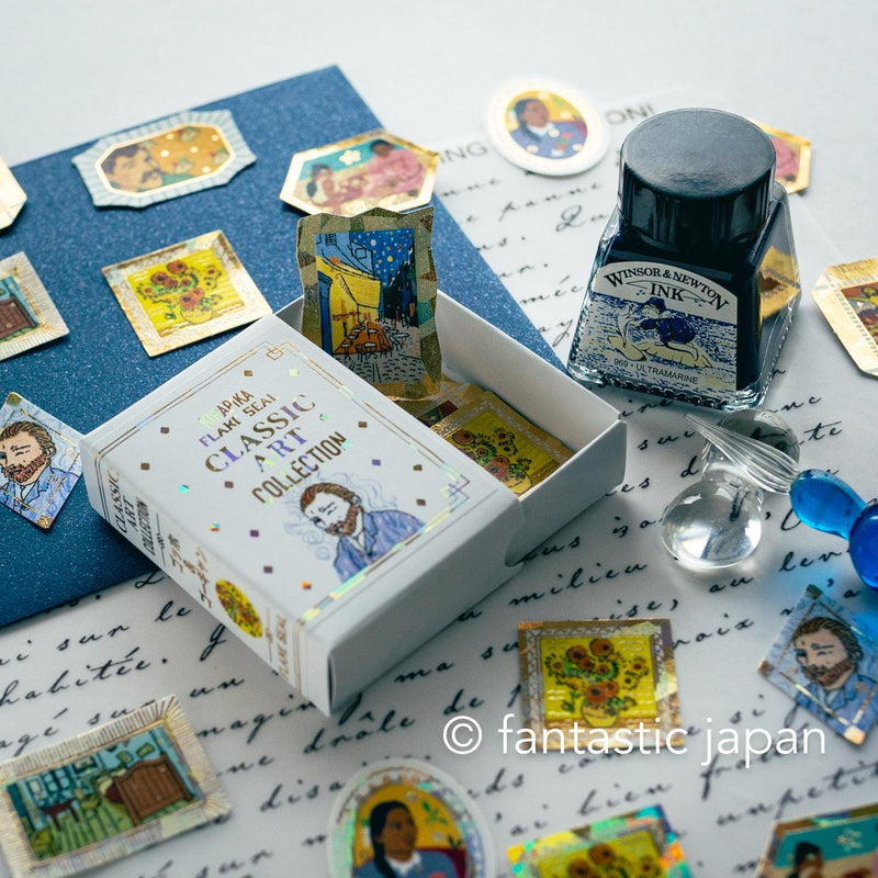 Flake stickers in a match box / classic art collection/ Van Gogh , Gauguin