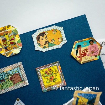 Flake stickers in a match box / classic art collection/ Van Gogh , Gauguin