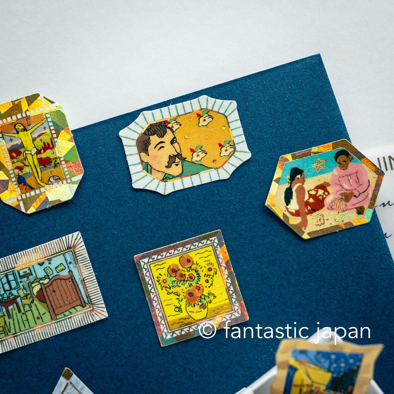 Flake stickers in a match box / classic art collection/ Van Gogh , Gauguin