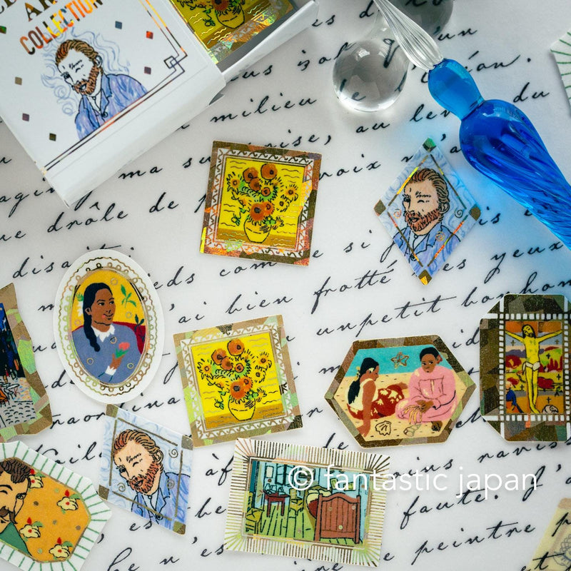 Flake stickers in a match box / classic art collection/ Van Gogh , Gauguin